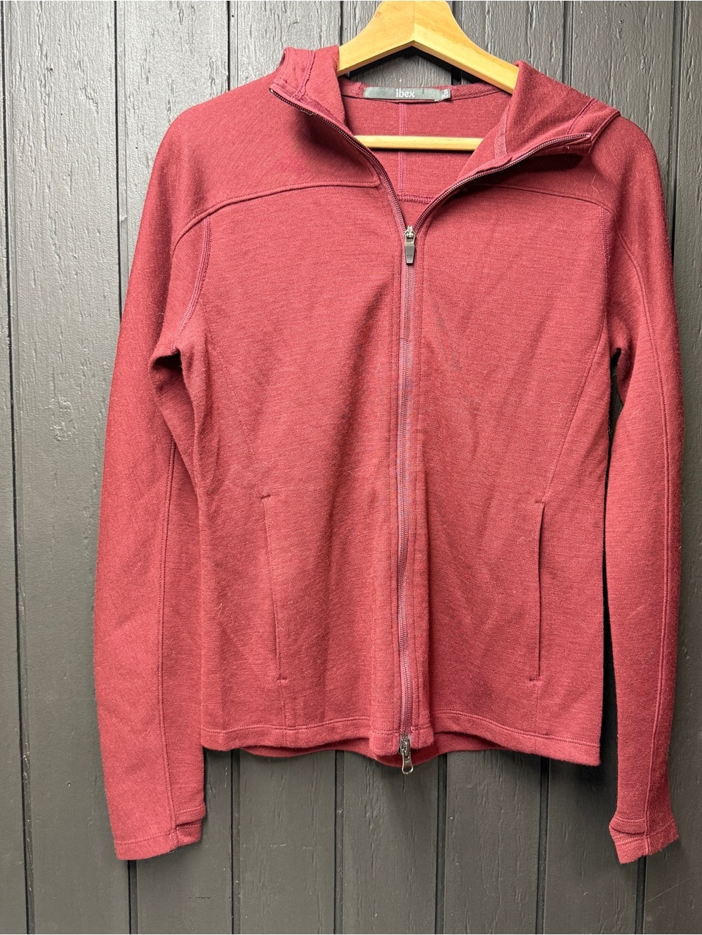 Ibex Shak Women's Full-Zip Hoodie Jacket in Burgundy